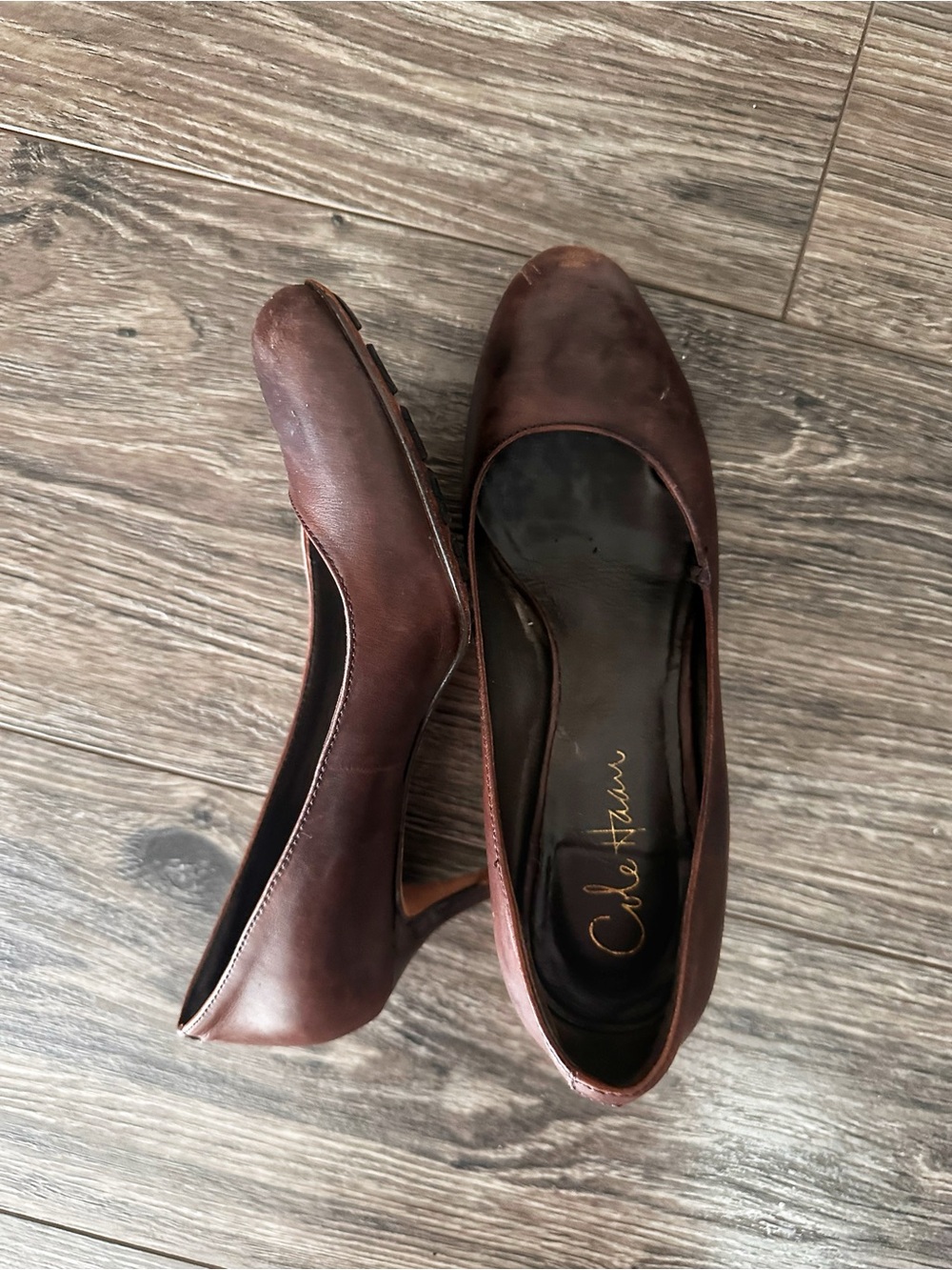 Cole Haan Dark Brown Leather Women's Mid Heel Pumps
